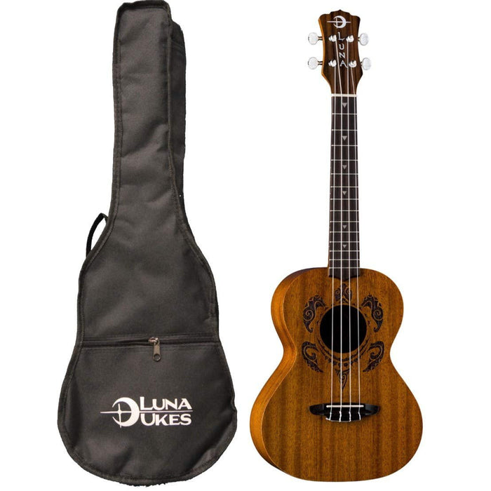 Luna Guitars Honu Tribal Turtle Tenor Ukulele - Satin Natural (UKE HONU T)