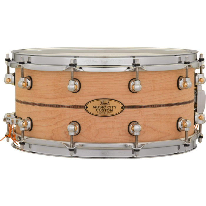 Pearl Music City Custom Solid Maple Snare Drum - 6.5 x 14-inch - Natural with Kingwood Center Inlay