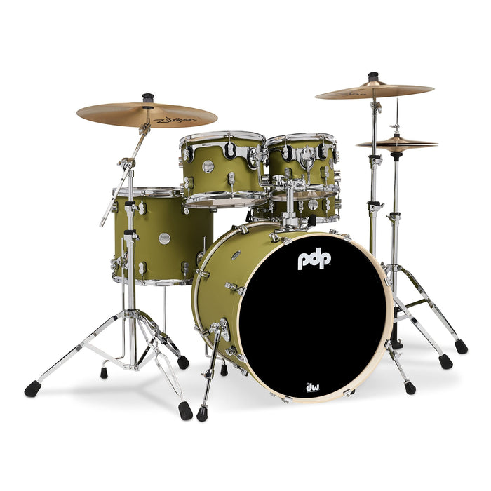 Pacific Drums & Percussion Drum Set Concept Maple 5-Piece, Satin Olive Shell Pack (PDCM2215SO)