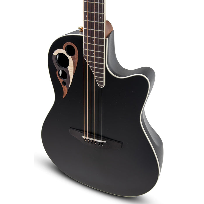 Ovation Celebrity Elite Deluxe Electric Acoustic Guitar Solid Spruce Top - Black Satin (CDX40-5-G)