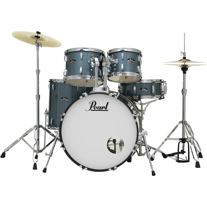 Pearl Roadshow 5-piece Complete Drum Set with Cymbals - 22" Kick - Aqua Blue Glitter