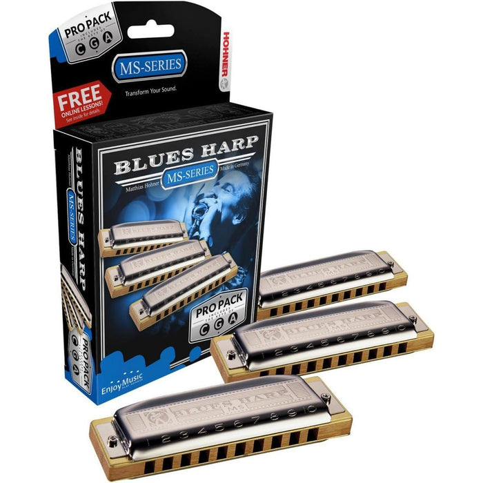 Hohner Blues Harp Pro Pack 3-piece Harmonica Set (3P532BX)