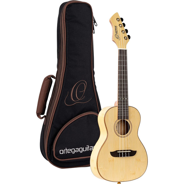 Ortega Guitars, 4-String Horizon Series Revese Headstock Concert Ukulele w/Bag, Right, Natural (RUBO)