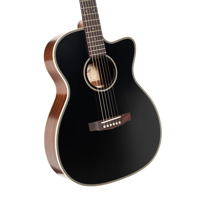 Cort Essence Series ES-OC4 Orchestra Model Cutaway Acoustic Electric Guitar, Black Top Semi Gloss (OC4BTSG)