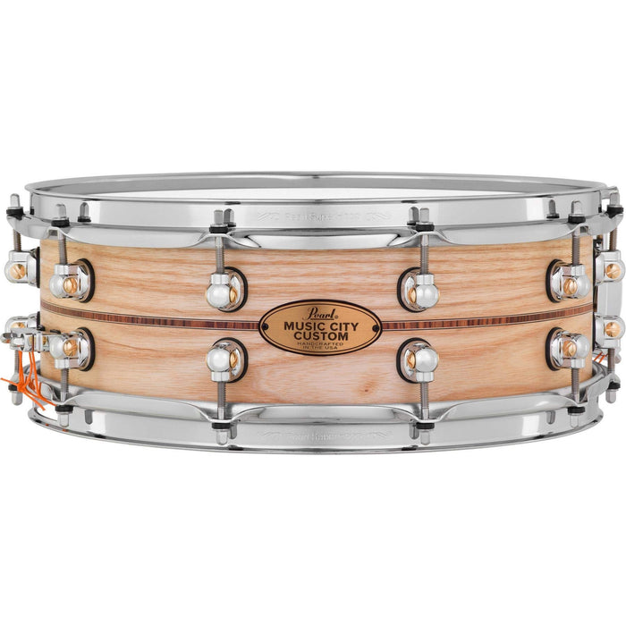 Pearl Music City Custom Solid Ash Snare Drum - 5 x 14-inch - Natural with Boxwood-Rosewood Inlay (MCCA1450S/C1006)