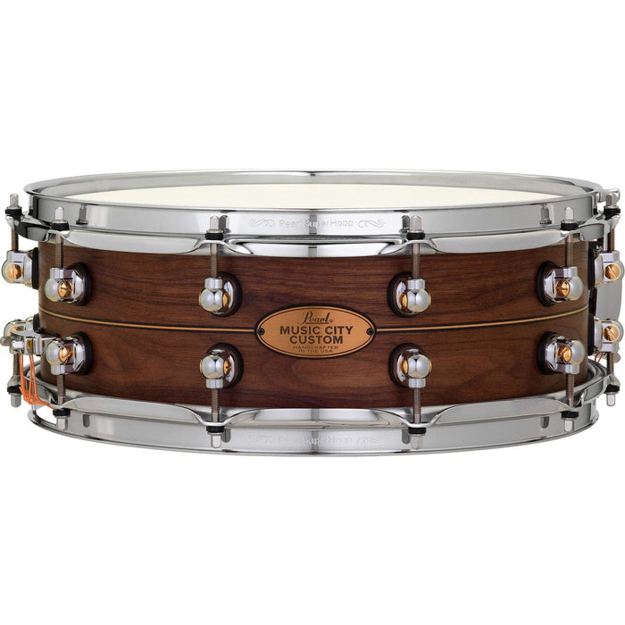 Pearl Music City Custom Solid Walnut Snare Drum - 5 x 14-inch - Natural with Boxwood-Rosewood Inlay