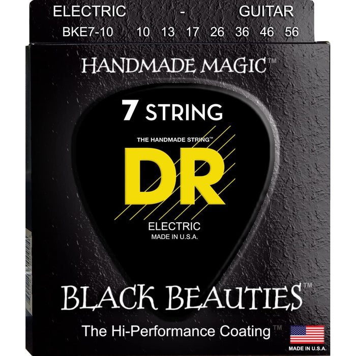 DR Strings BKE7-10 Black Beauties Electric Guitar Strings, Medium 7-String, 10-56