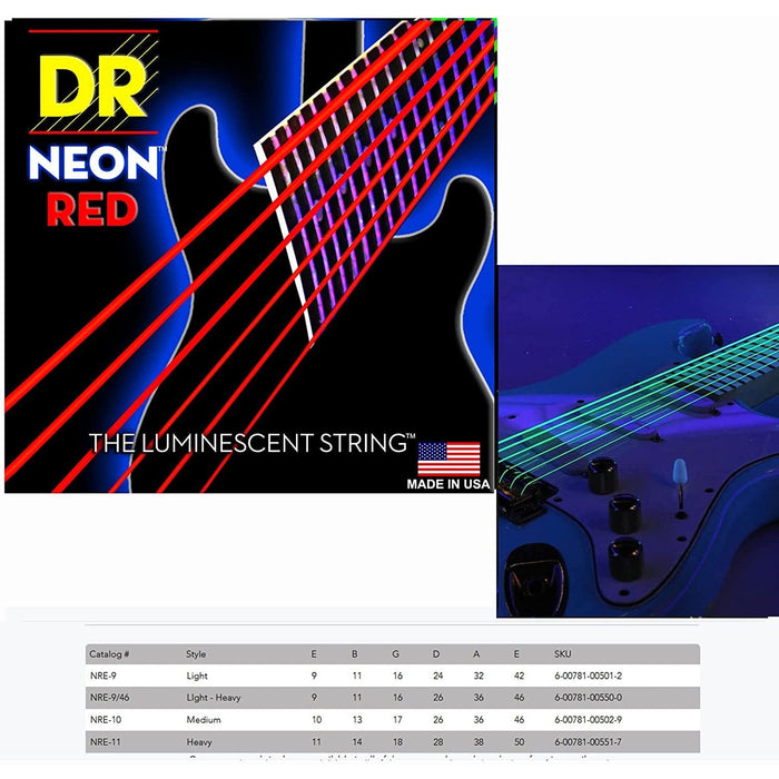 DR Strings Hi-Def Neon Red Electric Medium