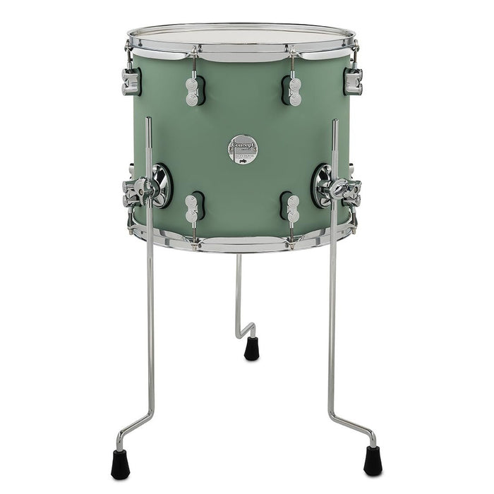 PDP Concept Maple 12x14 Floor Tom Satin Seafoam Finish Ply with Chrome Hardware