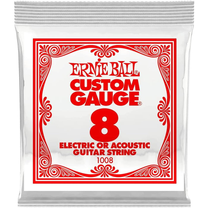 Ernie Ball Nickel Plain Single Guitar String .008 Gauge 6-Pack