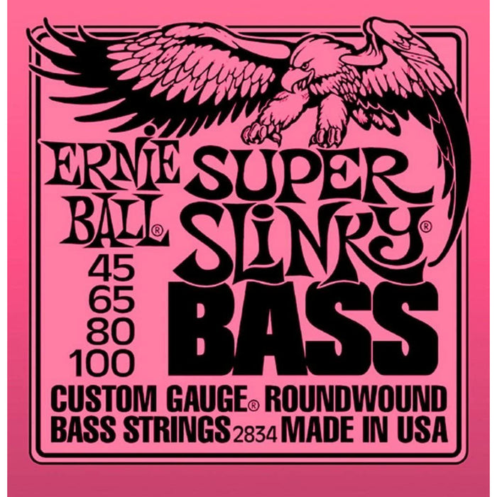 Ernie Ball 2834 Super Slinky Round Wound Bass Strings 2 Pack (Standard)