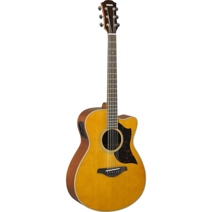 Yamaha 6 String Small Body Acoustic-Electric Guitar, Mahogany, Concert Cutaway - Vintage Natural (AC1M VN)