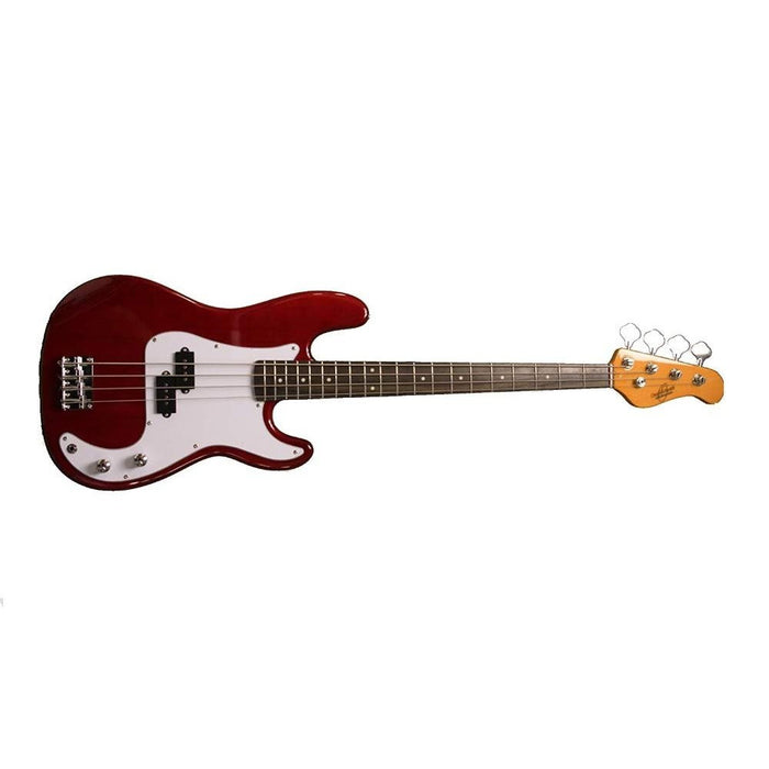 Oscar Schmidt 4 String P-Style Electric Bass, Transparent Red (OSB-400C-TR-A-U)