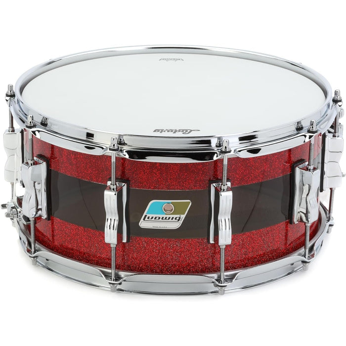 Ludwig 50th-anniversary Vistalite 6.5-inch x 14-inch Snare Drum - Pattern "A" (Red Sparkle/Smoke/Red Sparkle)