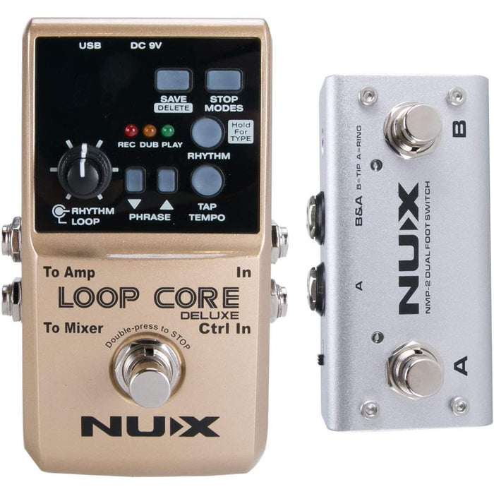 NUX Loop Core Deluxe Upgraded Guitar Loop Pedal with Foot Switch Automatic Tempo Detection 8 Hours Recording 24-bit Audio