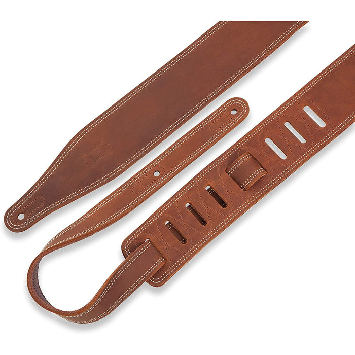 Levy's Leathers Butter Double Stitch 2.5" wide Garment Leather Guitar Strap; Deluxe Series - Brown (M17BDS-BRN)