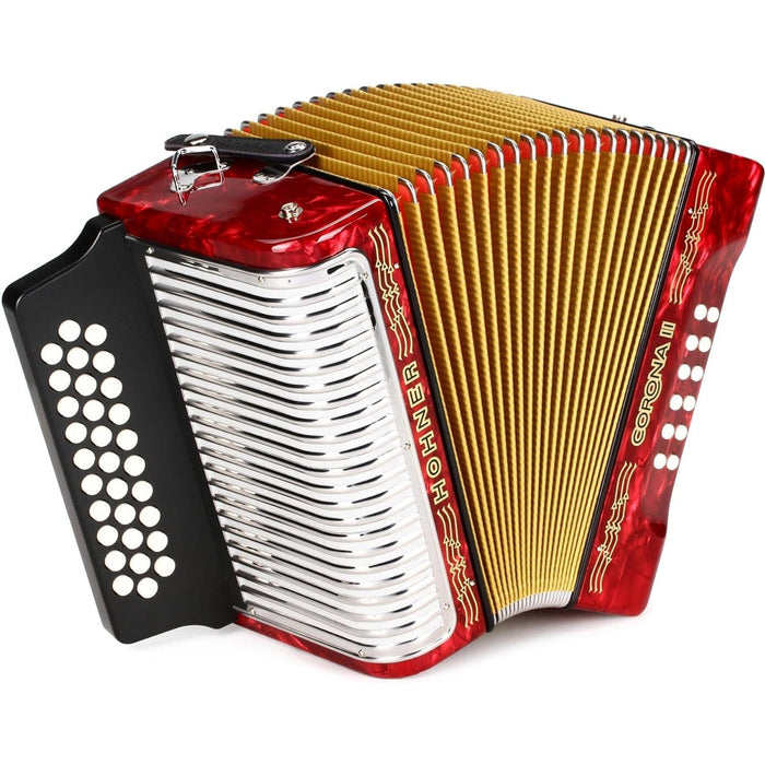 Hohner Corona II Diatonic Accordion in GCF -  Pearl Red (3500GR)