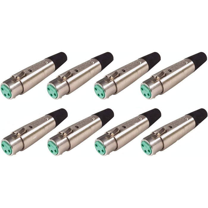 Switchcraft 8-Pack Female 3-Pin XLR Mic Cable End Connector - Nickel (A3F)