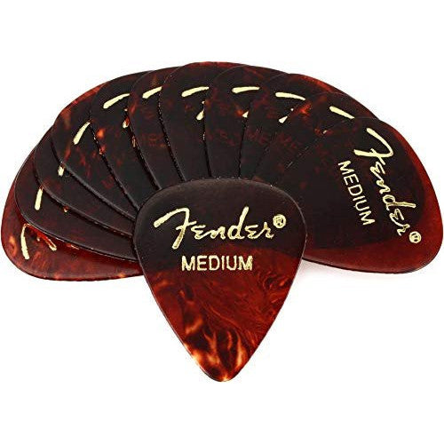 Fender Classic Celluloid Guitar Picks 351 Shape, Black, Extra Heavy, 12-Pack