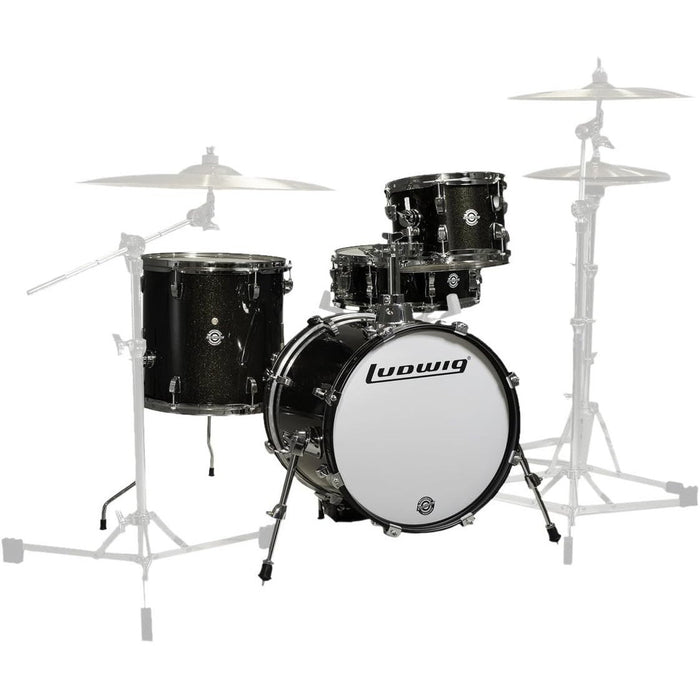 Ludwig LC2797 Breakbeats by Questlove 4-Piece Drum Set Shell Pack with Riser, Silver Sparkle