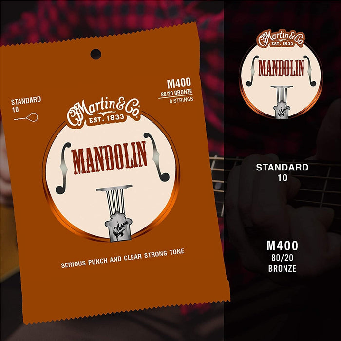 Martin Guitar Mandolin Strings M400, 80/20 Bronze, Standard-Gauge Mandolin Strings