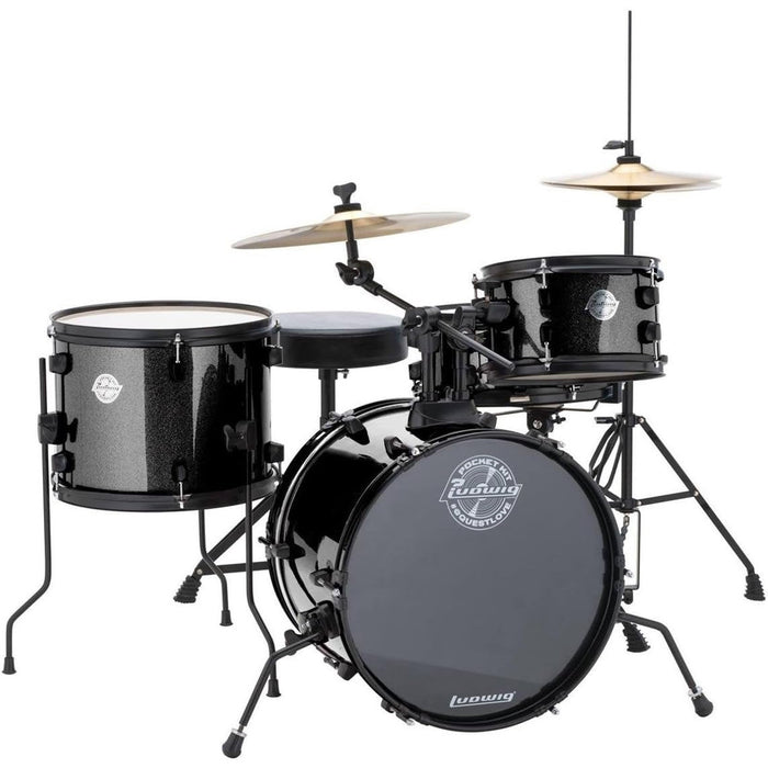 Ludwig Questlove Pocket Kit 4-Piece Drum Set-Black Sparkle Finish (LC178X016)