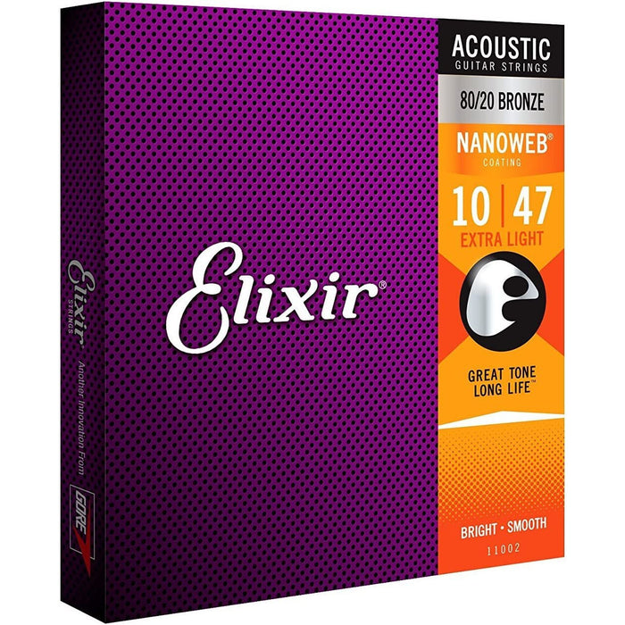 Elixir Nanoweb Extra Light Acoustic Guitar Strings 2-Pack