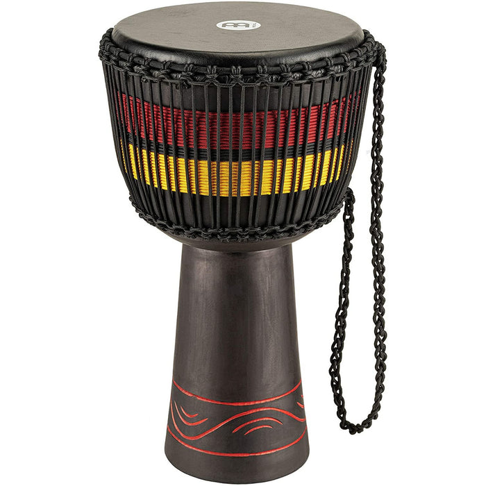 Meinl Percussion ADJ7-L African Style Fire Rhythm Series Rope Tuned 12" Wood Djembe, Black