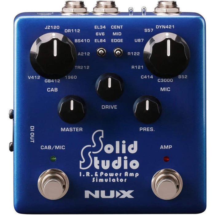 NUX Solid Studio IR Power Amp Simulator IR Loader with Built-in Cabinet Microphones and Microphone Positions and Power Amp Simulator with 3 Tubes and Power Amp Controls