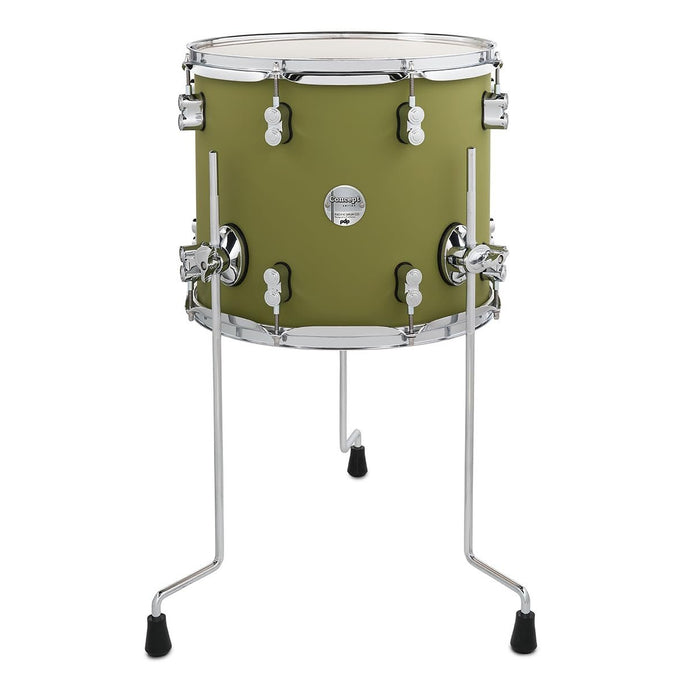 PDP Concept Maple 12x14 Floor Tom Satin Olive Finish Ply with Chrome Hardware (LPA632-SW)