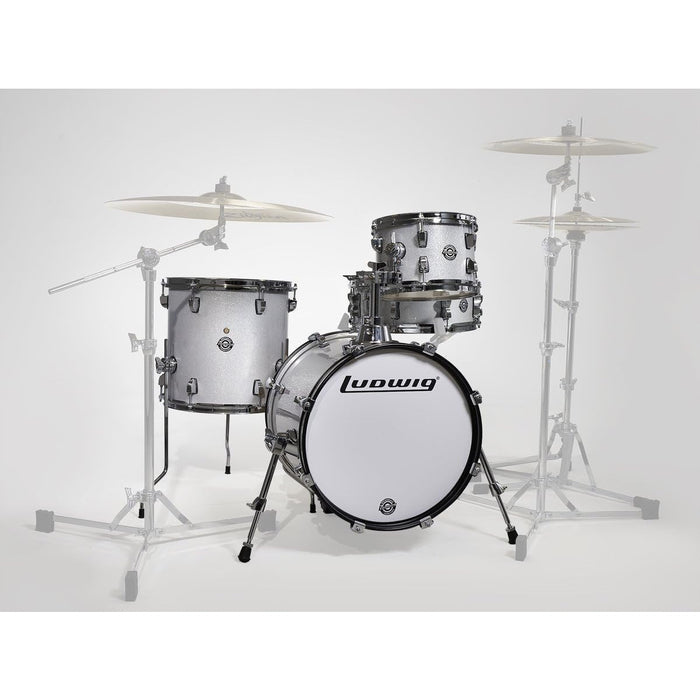 Ludwig LC2797 Breakbeats by Questlove 4-Piece Drum Set Shell Pack with Riser, Silver Sparkle