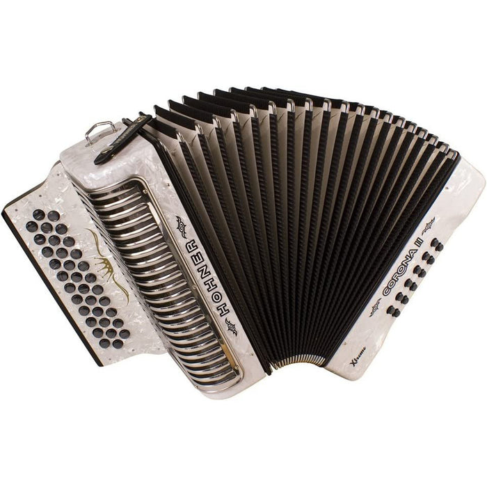 Hohner Corona Xtreme II Accordion, 34 Button, EAD, Pearl White (CXEW)