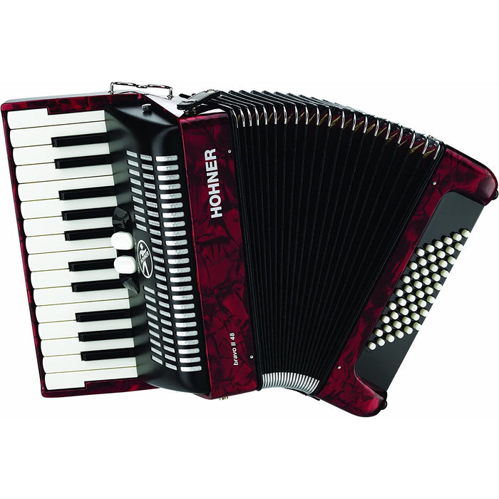 Hohner Accordions BR48R-N 26-Key Piano Accordion, 48 Bass, Red
