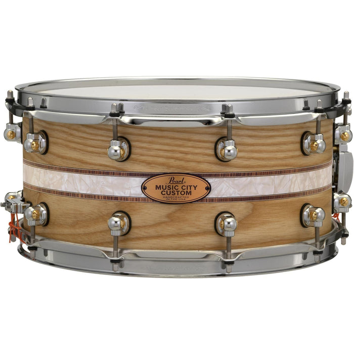 Pearl Music City Custom Solid Shell Ash 14"x6.5" Snare Drum w/Kingwood Royal Inlay (MCCA1465S/C1002)