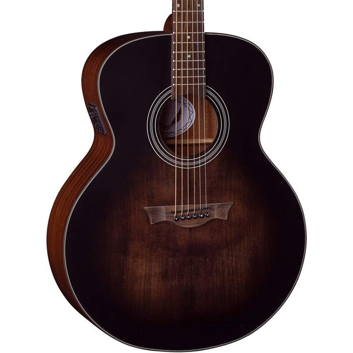 Dean Guitars 6 String St Augustine Jumbo Solid Top Acoustic/Electric Guitar, Right, Satin Vintage Black Burst (SA E VB)