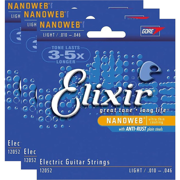 Elixir 12052 Electric Nano Light 10-46 (3 Pack Bundle)