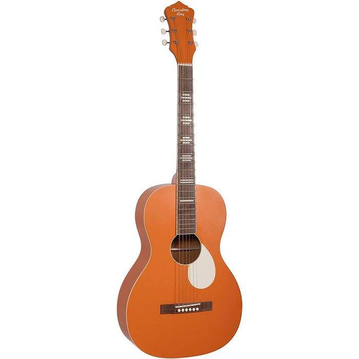 Recording King 6 String Acoustic Guitar, Right, Monarch Orange (RPS-7-MOR)