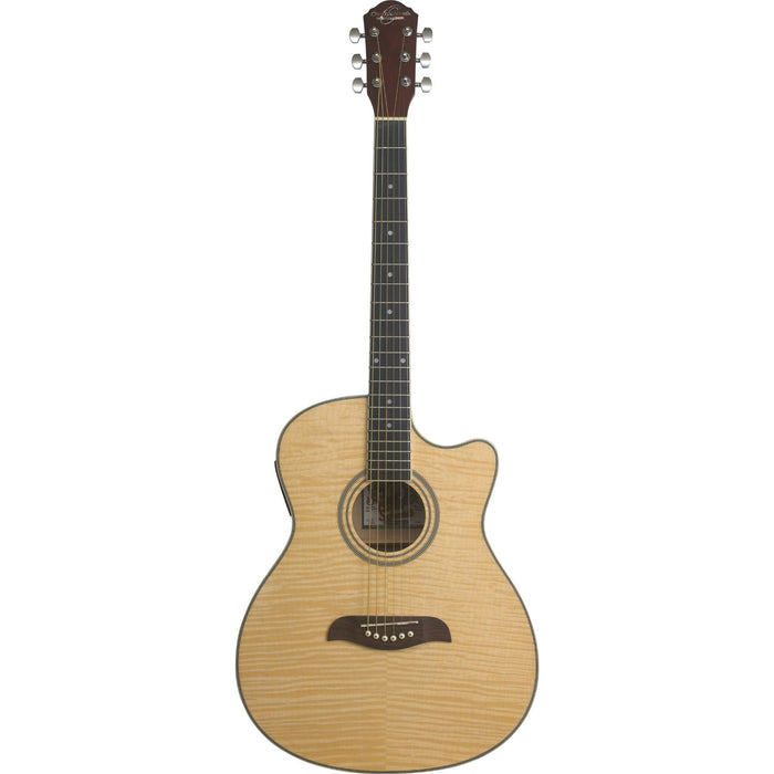 Oscar Schmidt Auditorium Cutaway Acoustic Electric Guitar, Flame Maple (OACEFN-A-U)