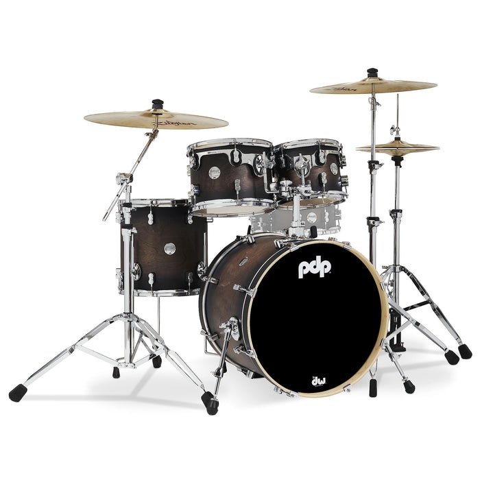 Pacific Drums & Percussion PDP Concept Maple 4-Piece Fusion, Charcoal Burst Drum Set Shell Pack (PDCM20FNSCB)