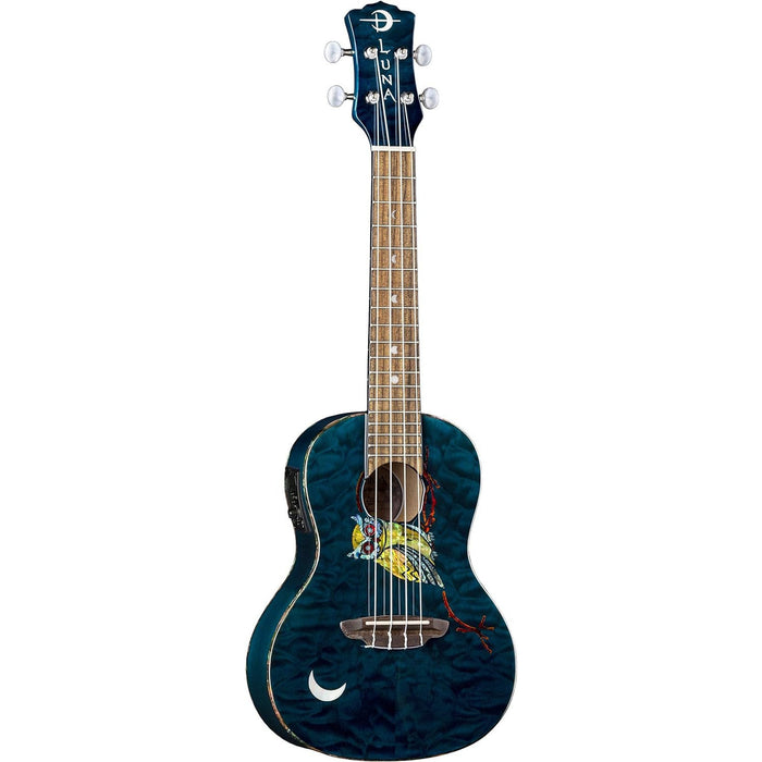 Luna Guitars Owl Concert, 4-String Acoustic/Electric Ukulele with Gigbag (UKEOWLC)