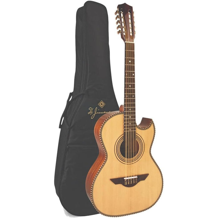 H. Jimenez El Esta'ndar Solid Spruce Top Bajo Quinto with Padded Gig Bag - Natural (LBQ1)