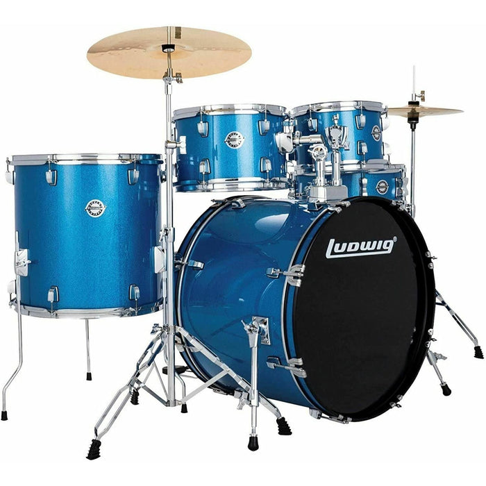 Ludwig Accent Drive Blue 5-Piece Drum Set (Includes Hardware, Throne, Pedal, Cymbals, Sticks and Drum Key)