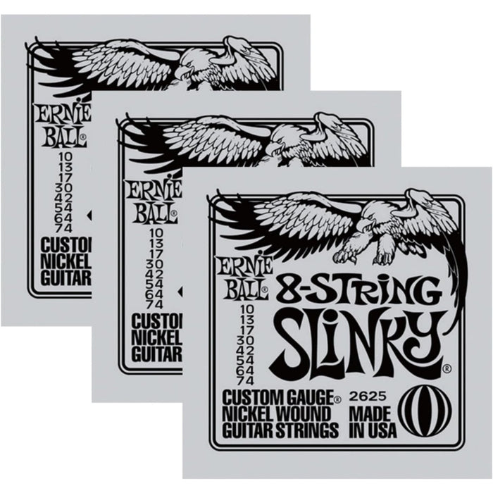 3 Sets of Ernie Ball 2625 8-String Slinky Nickel-Wound Electric Guitar Strings 1