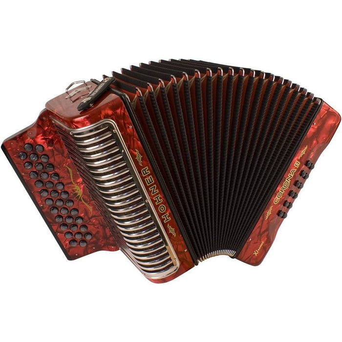 Hohner Corona Xtreme II 34-Button Accordion, FBbEb, Red