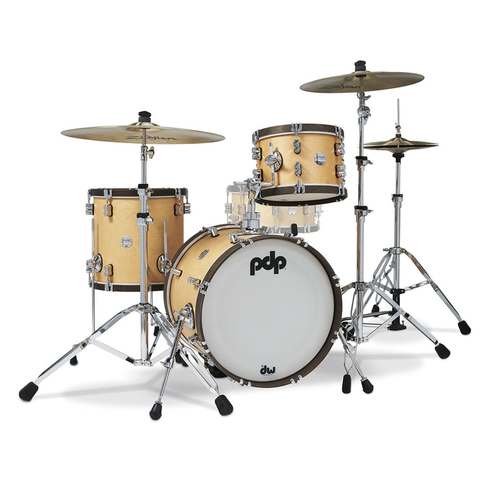 Pacific Drums & Percussion Drum Set Concept Classic 3-Piece Bop, Natural with Walnut Hoops Shell Packs (PDCC1803NW)