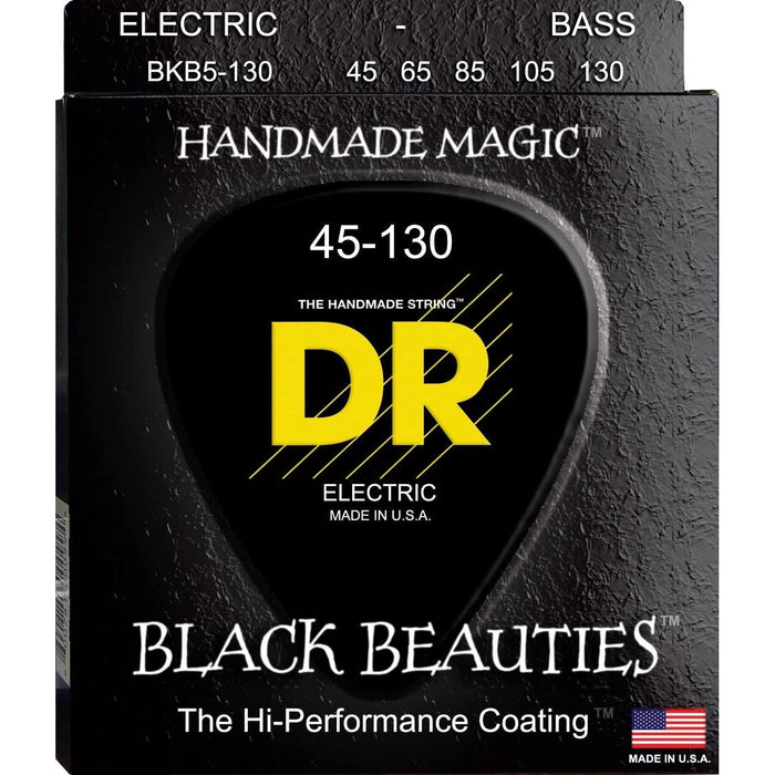 DR Strings BLACK BEAUTIES Black Coated 5-String Bass Strings Medium (45-130)