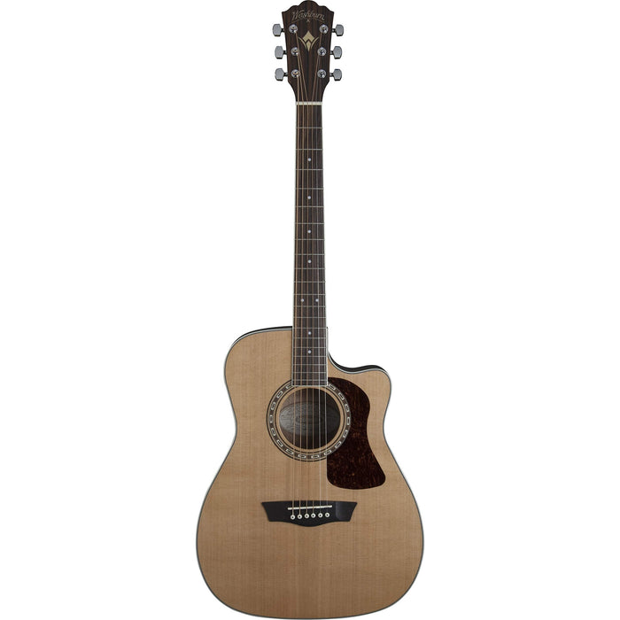 Washburn Heritage 10 Series Folk Cutaway Acoustic Electric Guitar, Natural (HF11SCE-O-U)