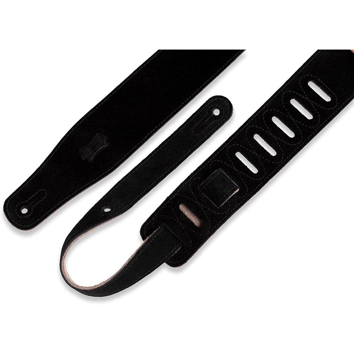 Levy's Leathers MS26-BLK 2.5" Hand-Brushed Suede Guitar Strap, Black