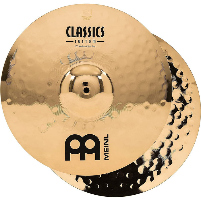 Meinl 15" Medium Hihat (Hi Hat) Cymbal Pair - Classics Custom Brilliant - Made in Germany, 2-YEAR WARRANTY (CC15MH-B)