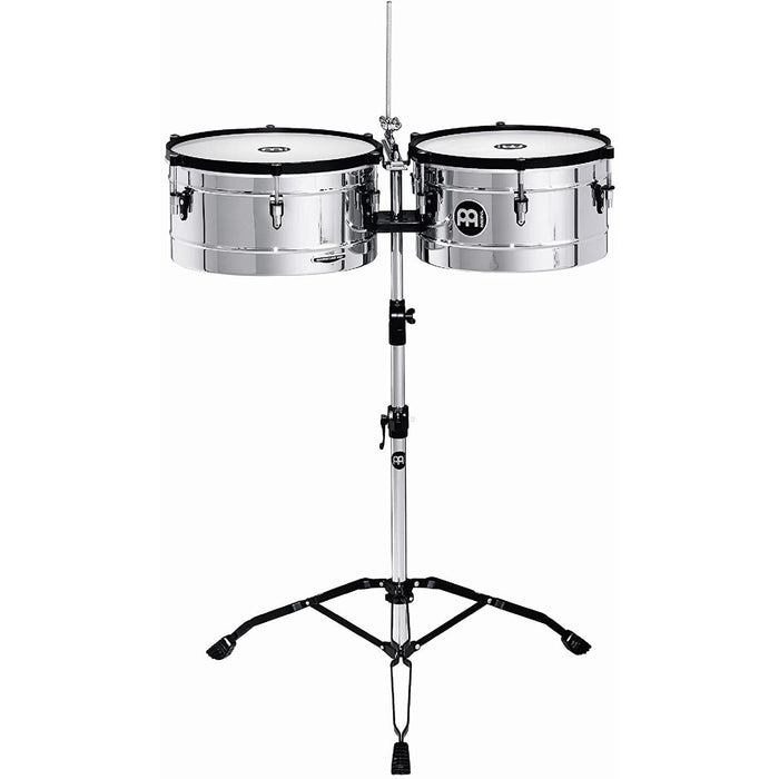 Meinl Percussion MT1415CH Marathon Series Chrome Finish Steel Timbales, 14-Inch and 15-Inch with Stand